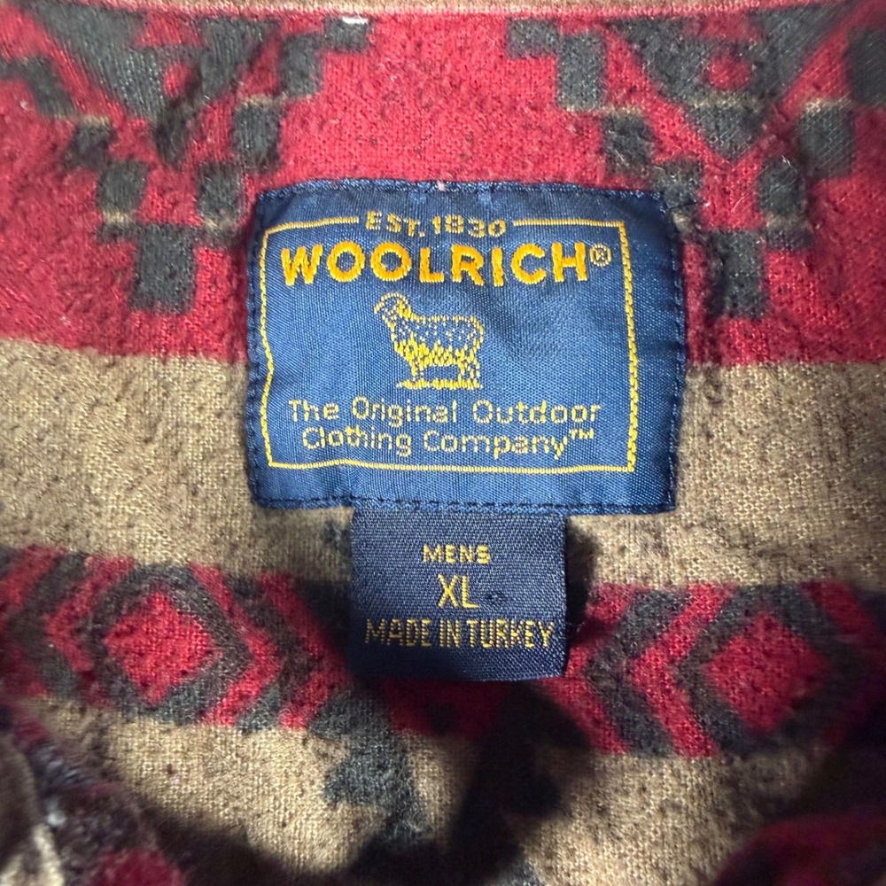 Woolrich Flannel Shirt Mens XL Red Tan Southwestern Tribal Geometric Cotton - Picture 4 of 9